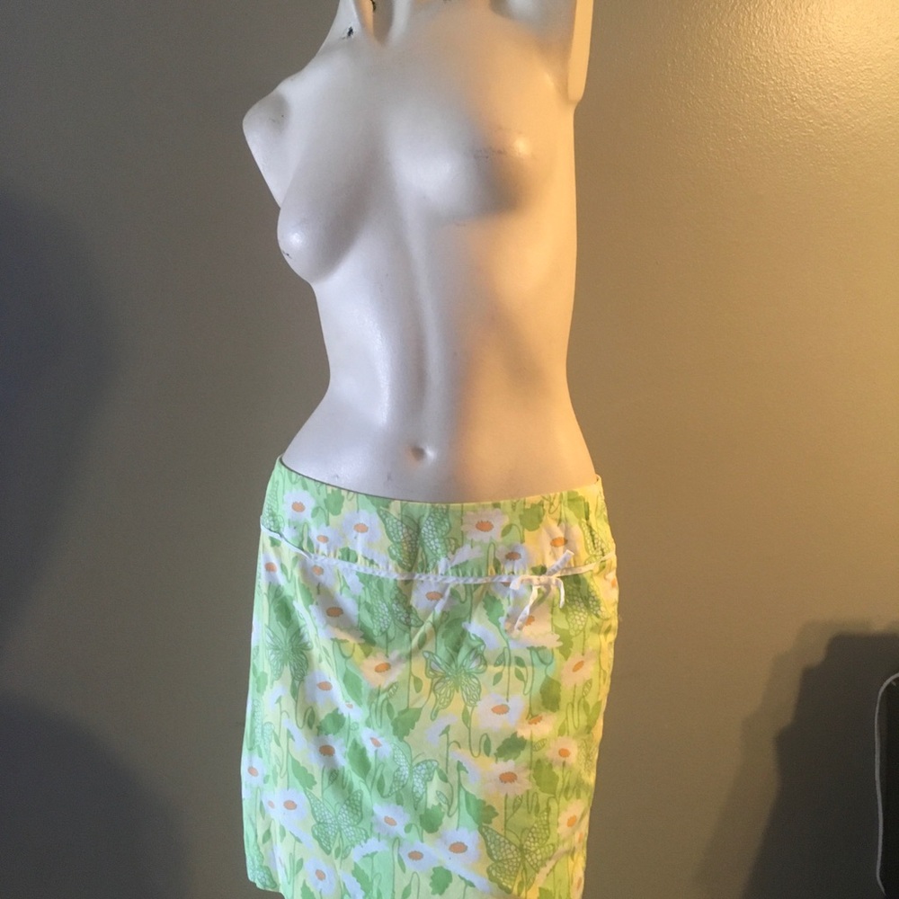 Lilly Pulitzer Green and White Mini Skirt